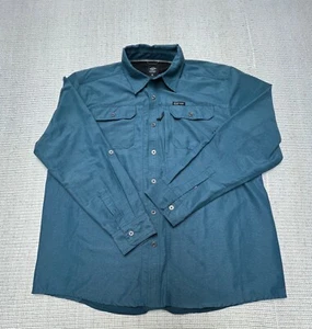 Wrangler Outdoor Button Up Mens XL Shirt 2 Pocket Teal Green Long Sleeve - Picture 1 of 9