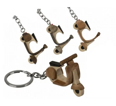 JAMEITOP 2 X Italienischer Roller aus Holz Schlüsselanhänger 6 cm Naturholz Scooter Chain