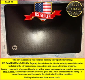 Pantalla LED HP DV5-2035DX de 14,5" totalmente probada con bisel y cubierta superior COMO NUEVA - Imagen 1 de 2