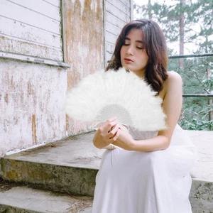 Ventaglio pennacchio matrimonio ventaglio portatile da sposa per donna ventaglio spettacolo teatrale - Foto 1 di 12