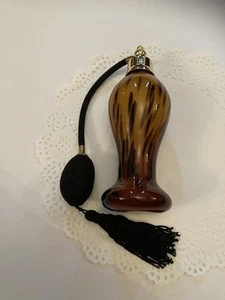 Lovely dark amber speckled art glass large perfume atomizer - Picture 1 of 4