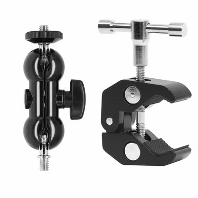 Double Ball Head Magic Arm Mount+Super Clamp Crab Plier Clip for DSLR Sony - Image 1 of 4