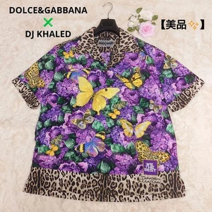 Dolce＆Gabbana Leopard Aloha Shirt Size 45 Purple From Japan - Picture 1 of 24