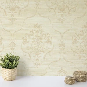 Cream Damask Wallpaper Designer Wallpapers Josette Acrylic Coated Feature Wall - Picture 1 of 5
