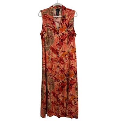 Scarlett Womens 14 Tropical Floral Button Front Sleeveless Maxi Dress Beach Boho Foto 1 de 4