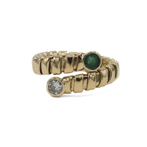 Ring Schlangenring mit Smaragd und Brillant in 18 Kt. 750 Gold Gr. 53 - Bild 1 von 8