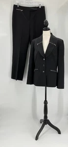 Pantalón Blazer Tahari By Arthur Levine Negro Cremalleras 2 Piezas, Talla 10 - Imagen 1 de 17