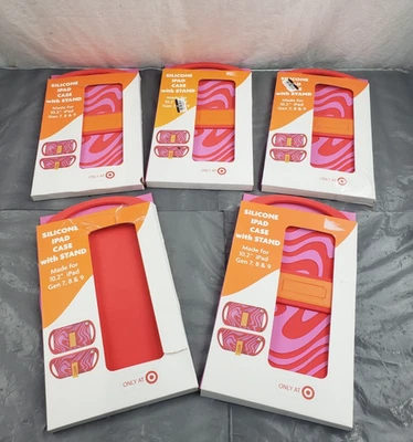 New LOT OF 5 KAMOTION RED Pink Swirl iPad Case with Stand For 10.2" Gen 7 8 9 - Image 1 of 4