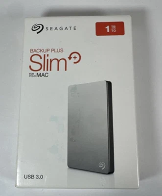 Seagate Backup Plus Slim 1TB External HD for Mac SRD00F1 USB 3.0 - Silver - Image 1 of 4