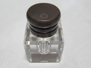 1970 Montblanc Crystal Inkwell Brass Ink Bottle with Lid #a85d56 - Picture 1 of 24