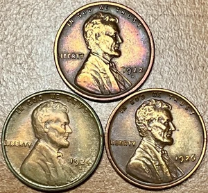 1922-D 1924-S 1926 Lincoln Wheat Cent - AU Details Lot Set Collection - Picture 1 of 2