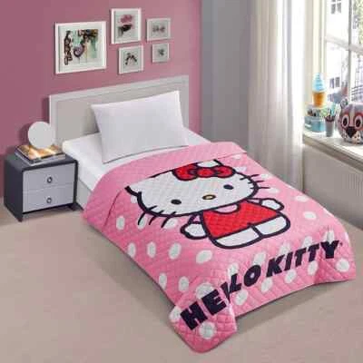 Hello Kitty Polka Dot Pink Twin Size Quilted Bedspread 55 x 75 Inches - Изображение 1 из 3