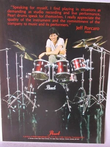 Pearl Drums Jeff Porcaro Toto 1983 Stampa Vintage Pubblicità Sala Musica Uomo Cave Studio - Foto 1 di 1