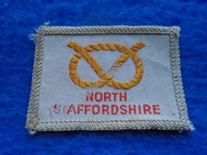 INSIGNIA DE TELA TEJIDA EXPLORADOR DEL CONDADO DE STAFFORDSHIRE DEL NORTE TEMPRANO RARA - Imagen 1 de 2