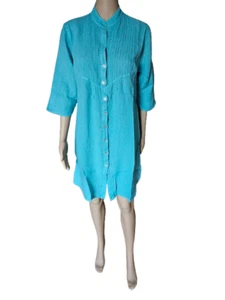 Damen 100% Leinen Hochwertiges Sommerkleid Langes Shirt Tunika Kleid SM L XL 2XL - Bild 1 von 27