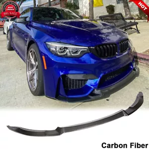 For BMW F80 M3 F82 F83 M4 2015-19 REAL CARBON Front Bumper Lip Spoiler Body Kit - Foto 1 di 12