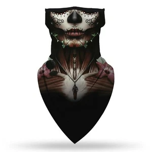 Damen Schädelmaske Bandana Skelett mit Blumen - Nackengamaschen trendy - Bild 1 von 4