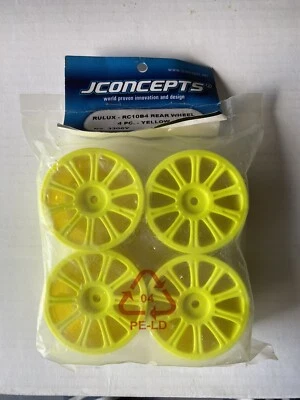 JConcepts 3306Y Rulux RC10 Rear Wheels for B4, Yellow, (4) - Image 1 of 2
