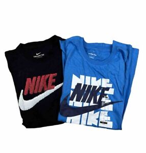 Lot Of 2 - The Nike Tee Shirt Black & Blue Men's Large Short Sleeve Crew Neck