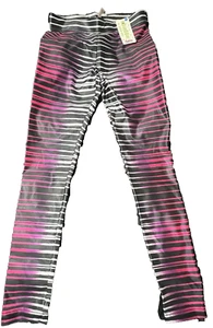 New Girls Size 14 Justice Full Length Black Pink White Purple Shiny Legging - Picture 1 of 6