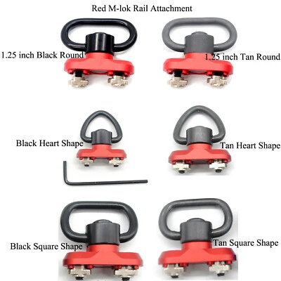 Red M-lock Rail Attachment Adapter with 8 Styles QD Sling Swivels Set Aluminum - Image 1 of 4