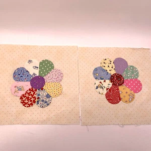 Juego de 2 embellecedores vintage Dresden Plate edredón bloque niños estampado novedad - Imagen 1 de 9