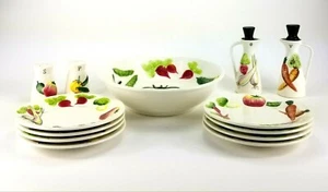 Vintage Nasco Del Coronado Ceramic Plates Shaker Cruet Kitchen China Set 13pc - Picture 1 of 11