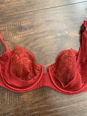 NWT AUBADE 614 ASAKO UNDERWIRE DEMI BRA IMPERIAL RED 32B - Image 1 of 4