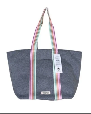 Wildfox 全新灰色球衣彩虹双肩带托特包 — 第 1/4 张图片