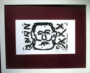 A.r.penck Portrait Hand-signed, Artist's Copy Certificate + Frame 55x45cm - Picture 1 of 7