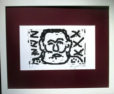 A.R.PENCK >Portrait< HAND-SIGNIERT, Künstlerexemplar Zertifikat + Rahmen 55x45cm - Bild 1 von 4