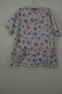 Landau V-Neck Short Sleeve Scrub Top Size L Patterned GB13117 - Picture 1 of 4