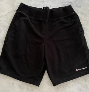 CHAMPION Men’s Black Drawstring Embroidered Spelled Out Sweat Shorts Size L - Picture 1 of 5