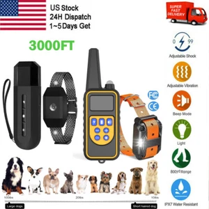 Collar de Entrenamiento para Perros 3000FT Recargable Amortiguador Remoto PET Impermeable LCD Entrenador* - Imagen 1 de 23