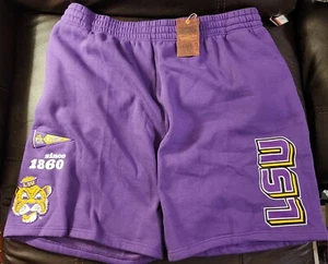 ✅️New! LSU Tigers 🐯 Men Size 4XL Mitchell & Ness Team Origins Fleece Shorts - Picture 1 of 6