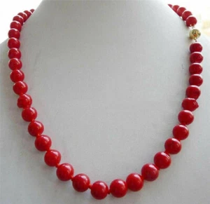 Collana perle tonde moda 6/8/10/12/14 mm pietre preziose corallo rosso mare del sud 18" AAA - Foto 1 di 12