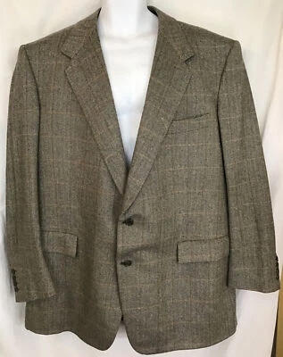 Fioravanti 男式运动夹克棕色金色盒缝羊绒羊毛混纺 46 — 第 1/4 张图片