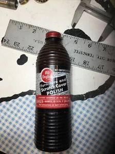 Vintage 8 oz Ribbed Glass Bottle Old English Furniture Polish Advertising 29c - Picture 1 of 8