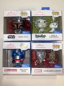 Funko Pop Ornament Lot Marvel Christmas Groot Boba Fett Optimus Rick Snowball - Picture 1 of 5