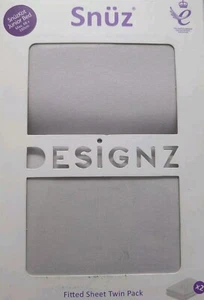 Snuz Junior Cot 2 Pack Fitted Sheets - Grey 68 X 160 Cm - Picture 1 of 3