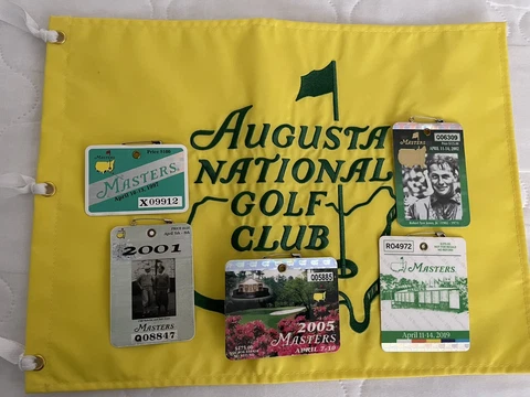 TIGER WOODS MASTERS BADGES ALL 5 WINS TICKET AUGUSTA GOLF 1997, 01, 02, 05, 2019 Cover