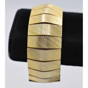 Vintage Chunky Bracelet Thick Brushed Gold Textured Linked NOS 1980s BinAD - Picture 1 of 8