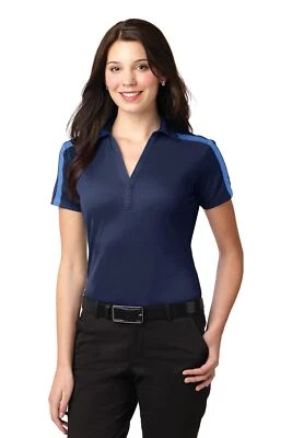 Camisa polo a rayas Port Authority para mujer toque de seda rendimiento bloques de colores L547 Foto 1 de 3