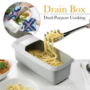 1PC Microwave Pasta Cooker With Strainer Heat Resistant Pasta Boat Steamer Tools - Picture 1 of 11