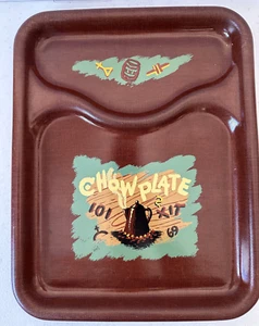 Chow Plate tray VTG Westernware Servers Branding Iron fiberglass cafeteria brown - Picture 1 of 14