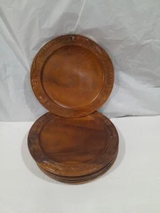 Vintage Monkeypod Plates, 12 inch Set of 5 - Picture 1 of 4