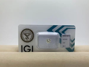 DIAMANTE 0,74 quilates brillante VS1 amarillo claro (U-V) certificado IGI - Imagen 1 de 2