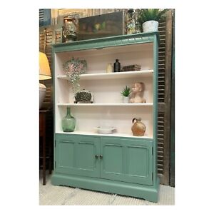 Bookcase With Cupboard and Adjustable Shelves- Green And Pink Blush - Delivery