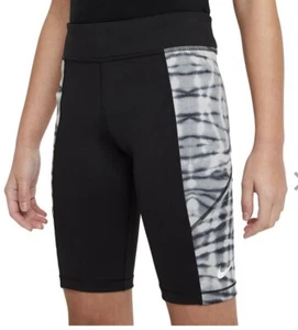 NIKE Girl's Biker SHORTS Tight Fit Dri-Fit BLACK  LARGE #DA1369 NWT - Picture 1 of 2