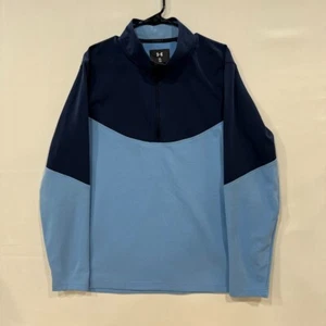 Under Armour Men's Golf Pullover XL Blue 1/4 Zip Colorblock Long Sleeve - Picture 1 of 5